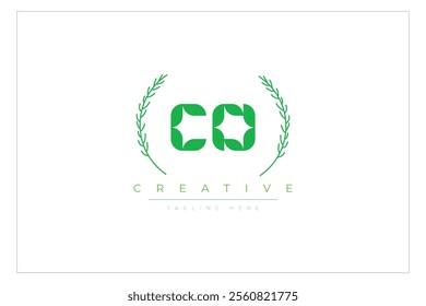 CO letters eco logo with leaf. Fresh nature and healthy leaf logo design.