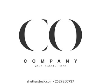 Design do logotipo CO. Estilo de fonte das letras iniciais c e o serif. Tipografia clássica do nome da empresa. Logotipo ou identidade da moda. Ilustração vetorial.