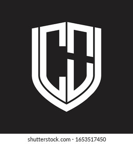 CO Logo monogram with emblem shield design isolated on black background