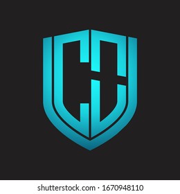 CO-Logo-Monogramm mit Emblem-Schild-Design einzeln auf schwarzem Hintergrund