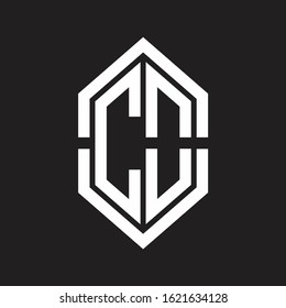 CO Logo monogram with hexagon shape and outline slice style with black and white