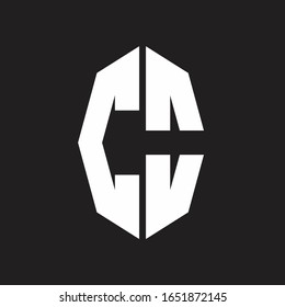CO Logo monogram with octagonal ribbon style design template