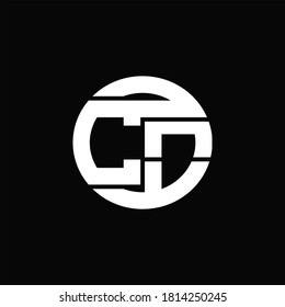 CO Logo monogram with rounded line swipe design template on black background