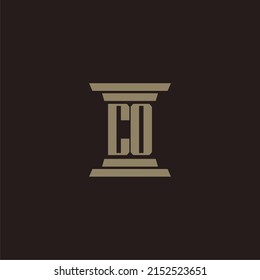 CO monogram initial logo for lawfirm with pillar design
