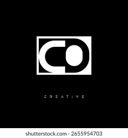 CO Monograma de espacio negativo: logotipo minimalista de marca de letras en blanco y negro para marca creativa, identidad de moda y conceptos de diseño modernos
