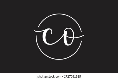 co or oc Cursive Letter Initial Logo Design, Vector Template
