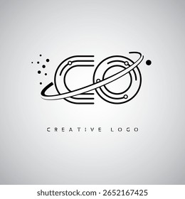 CO Orbit Monogram Logo – Futuristic Minimal Letter mark with Circular Line Art, Tech-Inspired Dots and Space Motion Concept for Modern Branding Identity