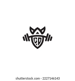 CO simple line fitness gym concept in high quality professional design that will print well across any print media