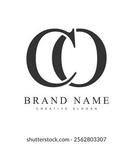 CO trendy logotype template. Initial letter c and o classic font style. Creative logo for company name or identity. Vector illustration.