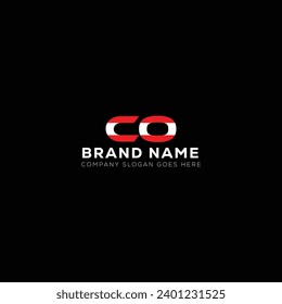 CO White Letter monogram Logo Design with Black Background. C O