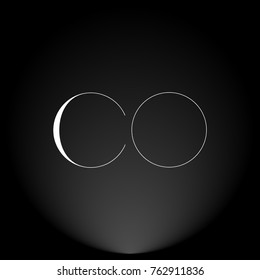CO White thin minimalist LOGO Design with Highlight on Black Background.
