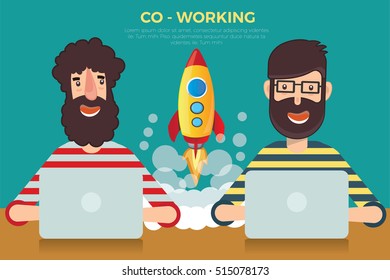 Co - working concept design,clean vector