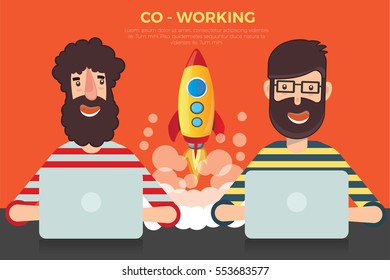 Co working design,clean vector