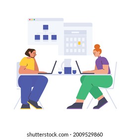 co working flat character illustration