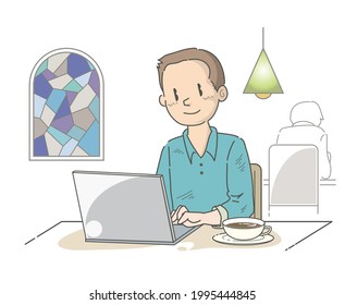 Co working space image - Man operating a laptop