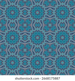 Padrão de vetor sem emenda ornamental de mosaico co-lorful, estilo medieval, oriental