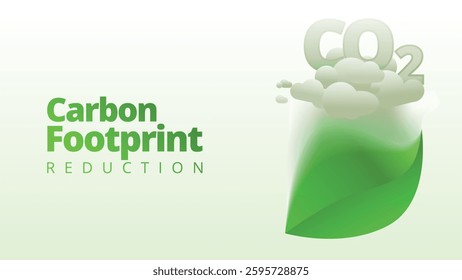  CO2 absorbed by leaf for Carbon Footprint Reduction concept. green manufacturing template scren size vector illustration