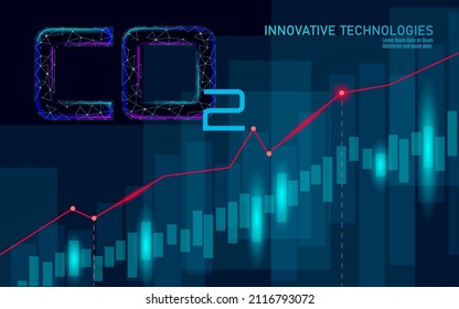 CO2 air pollution planet Earth. Growing graph of damage climatic problem. Ecology environment danger carbon dioxide. Global warming greenhouse balance vector illustration