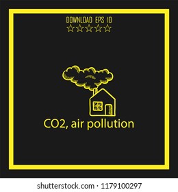 CO2, air pollution sketch vector icon