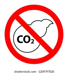 CO2 air pollution stop forbidden prohibition sign. Vector illustration