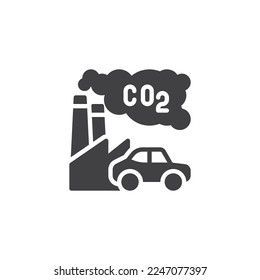 co2 air pollution vector icon. filled flat sign for mobile concept and web design. Carbon dioxide pollution glyph icon. Symbol, logo illustration. Vector graphics