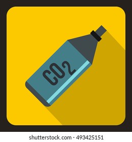 CO2 bottle icon in flat style on a yelllow background vector illustration