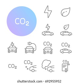 CO2 car emission icons