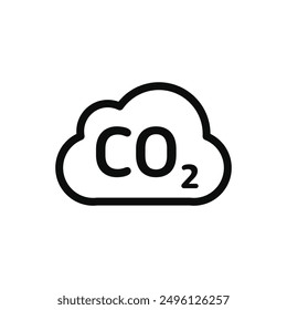 CO2 or Carbon dioxide cloud pollution icon. Co2 emissions reduction, ecology and environment. Line flat and colored vector icon 