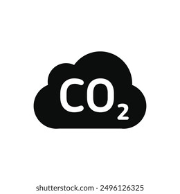 CO2 or Carbon dioxide cloud pollution icon. Co2 emissions reduction, ecology and environment. solid black color  vector icon 