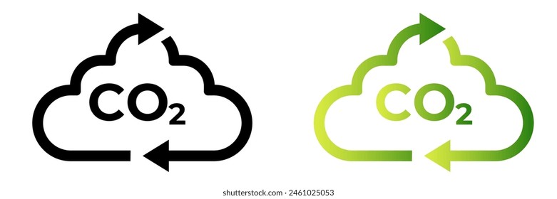 Co2 carbon dioxide cycle icon. Co2 emissions neutral symbol