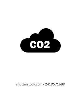Icono de vector plano de nube de emisiones de dióxido de carbono de CO2. Símbolo sólido simple aislado en fondo blanco