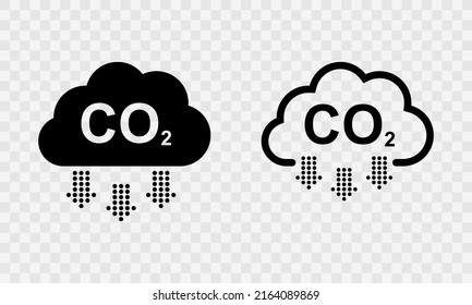 Co2, Carbon, Dioxide Emissions, Gas, Pollution Vector Icon. Cloud With Co2 Icon. Reduce Exhaust Pollution Air. Line Pictograms.