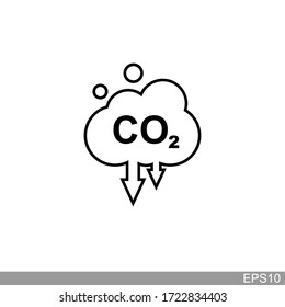 co2, carbon dioxide emissions icon on white background.vector illustration
