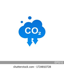 co2, icono de emisiones de dióxido de carbono en fondo blanco.ilustración vectorial