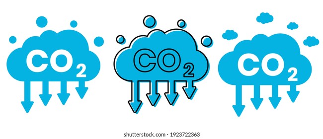 co2, icono de emisiones de dióxido de carbono.set de co2. ilustración vectorial
