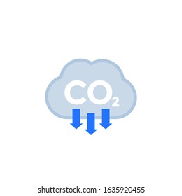 co2, carbon dioxide emissions, reduce emission icon