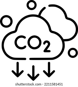CO2, emisiones de dióxido de carbono, icono vector, concepto de negocio de reducción de gases. EPS