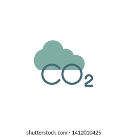 CO2 carbon dioxide flat icon, vector sign, CO2 cloud colorful pictogram isolated on white. Ecology symbol, logo illustration. Flat style design