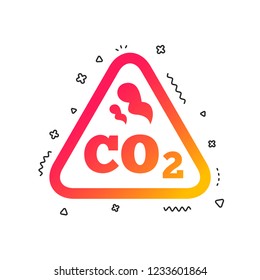 CO2 carbon dioxide formula sign icon. Chemistry symbol. Colorful geometric shapes. Gradient carbon icon design.  Vector