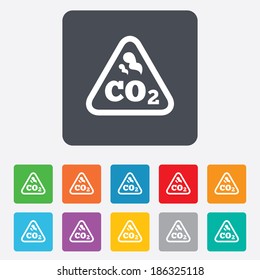 CO2 carbon dioxide formula sign icon. Chemistry symbol. Rounded squares 11 buttons. Vector
