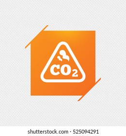 CO2 carbon dioxide formula sign icon. Chemistry symbol. Orange square label on pattern. Vector