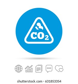 CO2 carbon dioxide formula sign icon. Chemistry symbol. Copy files, chat speech bubble and chart web icons. Vector