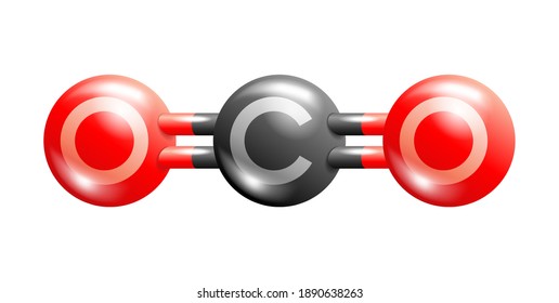 CO2 Carbon Dioxide molecule in glossy and 3D style. Vector illustration