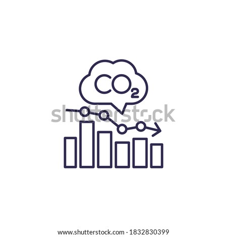 co2, carbon emissions levels chart line icon