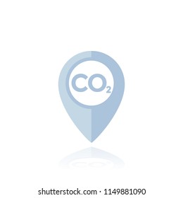 co2, carbon emissions marker, vector pin