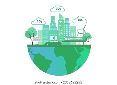 concepto de reducción de las emisiones de CO2. Energía verde, ecología, preservación del aire puro