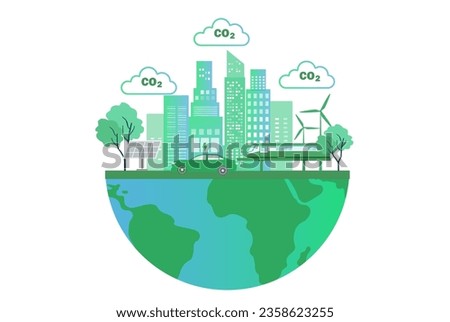 CO2 carbon emissions reduction concept. Green energy, ecology environmental pure air preservation