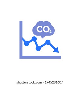 co2, icono de reducción de emisiones de carbono con un gráfico