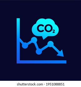 Co2, Carbon Emissions Reduction Icon With A Graph, Vector