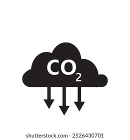 Projeto de ícone de redução de emissões de carbono CO2. ilustração vetorial